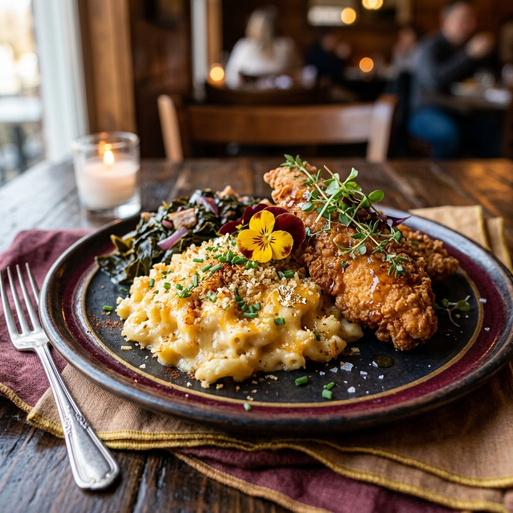 Plated soul food dish
