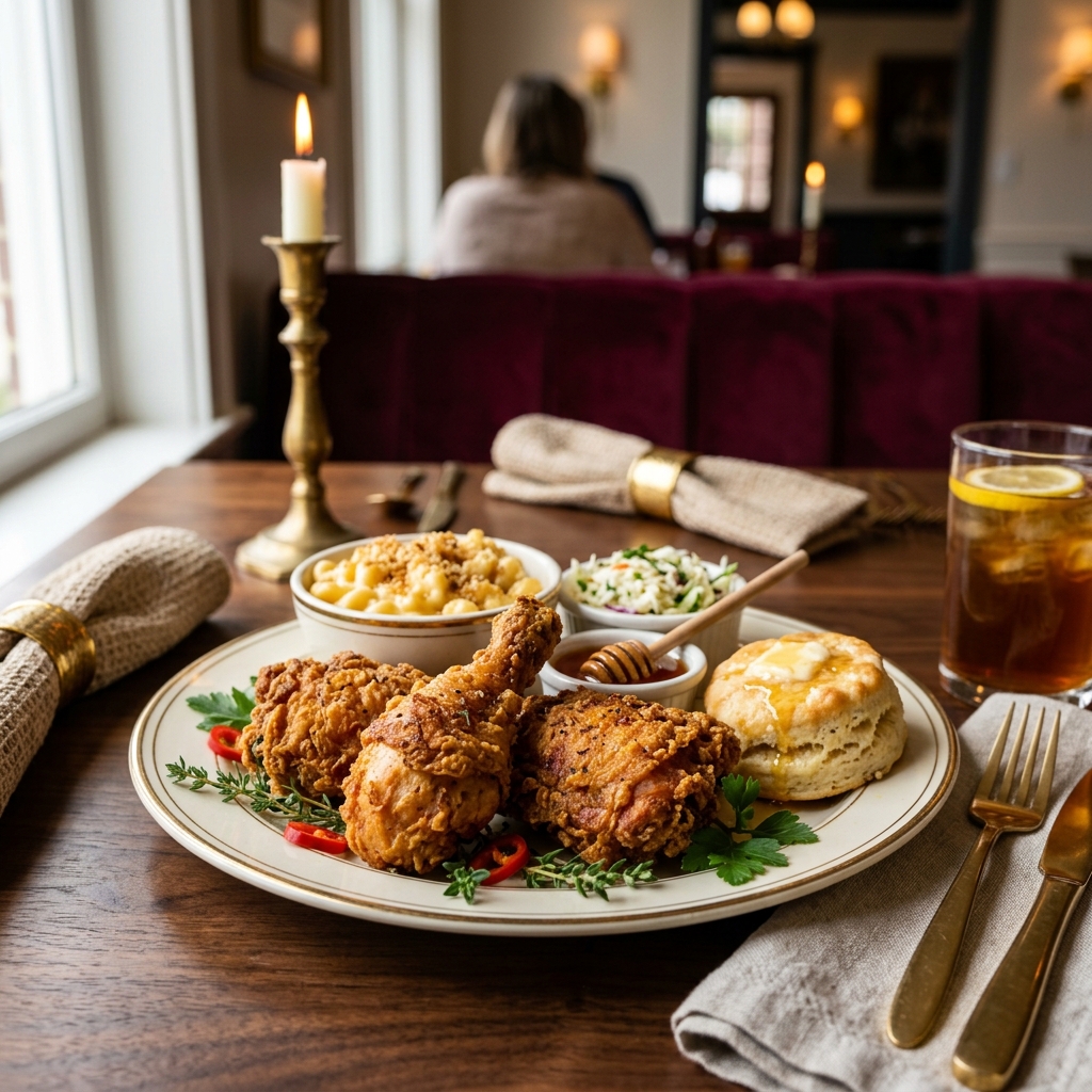 Crispy fried chicken with herbs